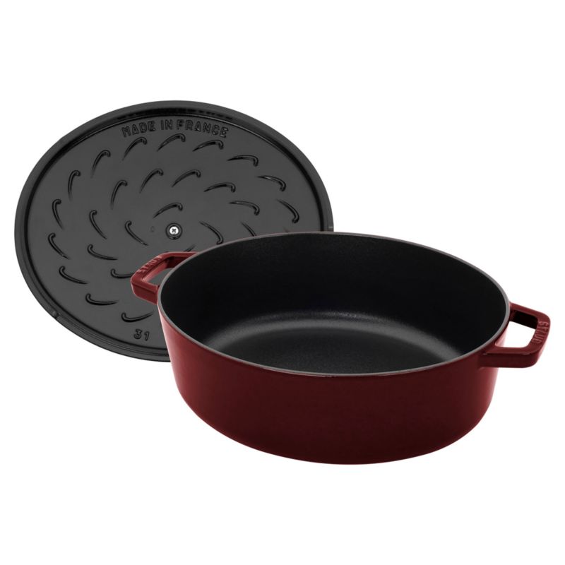 Staub 6.25-Qt. Grenadine Enameled Cast Iron Shallow Oval Dutch Oven