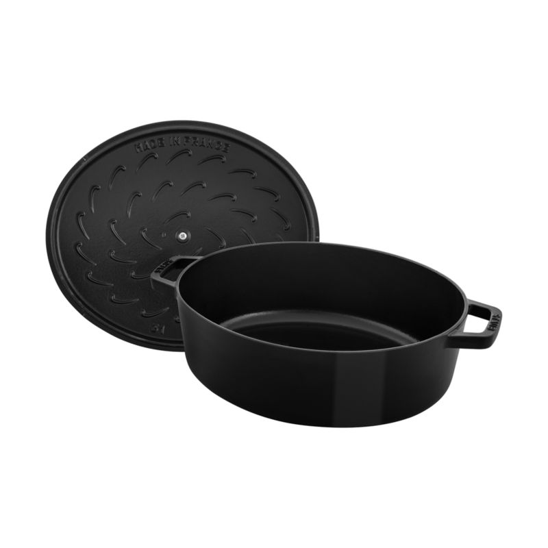 Staub 6.25-Qt. Matte Black Enameled Cast Iron Shallow Oval Dutch Oven