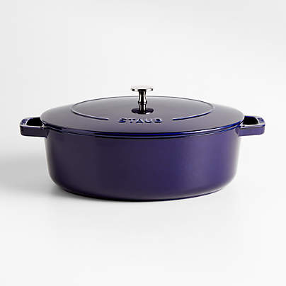 Staub 6.25-Qt Dark Blue Enameled Cast Iron Shallow Oval Dutch Oven