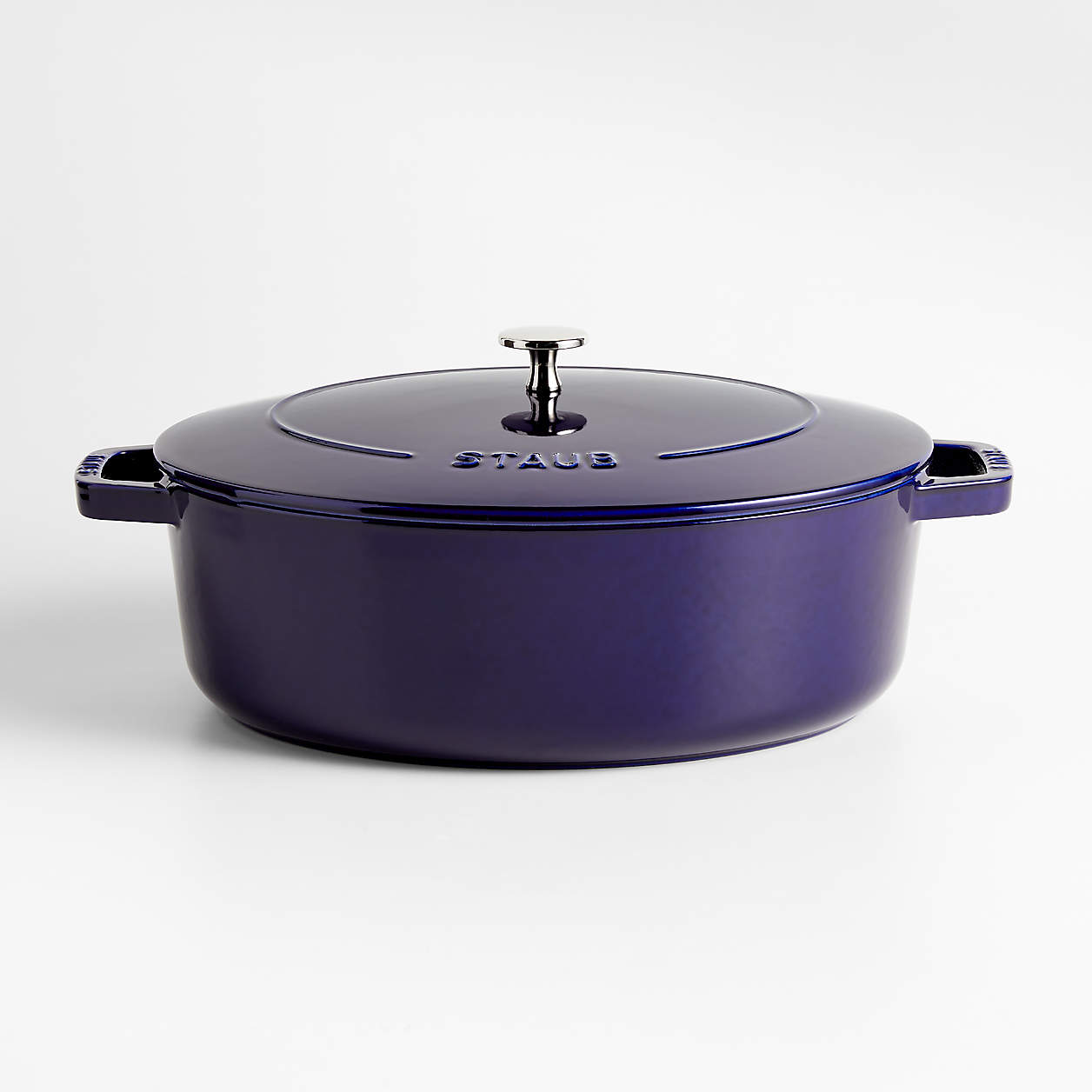 Staub 6.25-Qt Dark Blue Enameled Cast Iron Shallow Oval Dutch Oven ...