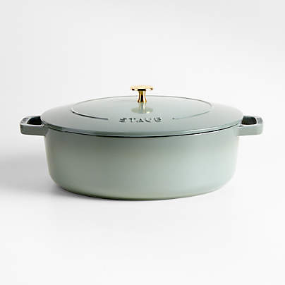 Staub 6.25-Qt. Eucalyptus Enameled Cast Iron Shallow Oval Dutch Oven