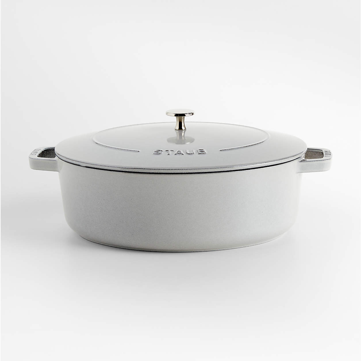 Staub 6.25-Qt. White Truffle Enameled Cast Iron Shallow Oval Dutch Oven ...