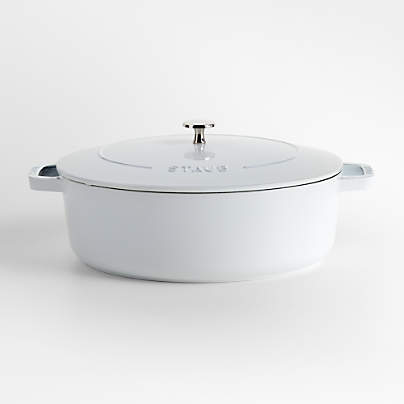 Staub 6.25-Qt. White Enameled Cast Iron Shallow Oval Dutch Oven