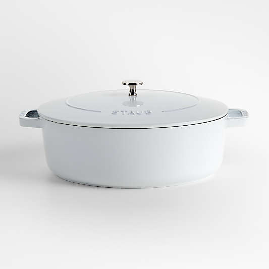 Staub 6.25-Qt. White Enameled Cast Iron Shallow Oval Dutch Oven