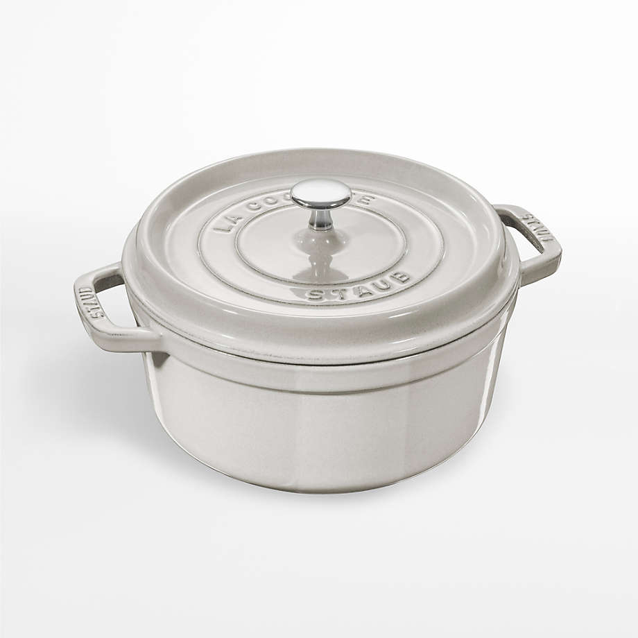 Staub 7-Qt. White Truffle Round Cocotte + Reviews | Crate & Barrel