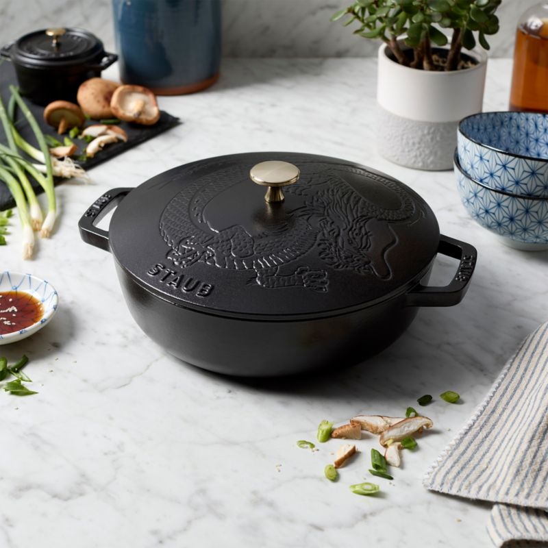 Staub ® 2.5-Qt. Matte Black Cast Iron Saute Pan with Dragon Lid - image 2 of 7