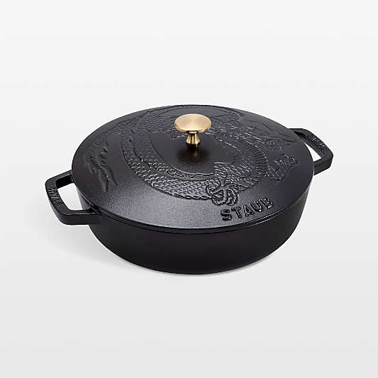 Staub ® 2.5-Qt. Matte Black Cast Iron Saute Pan with Dragon Lid