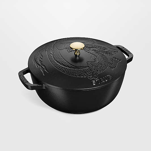 Staub ® 3.75-Qt. Matte Black Cast Iron Essential French Oven with Dragon Lid