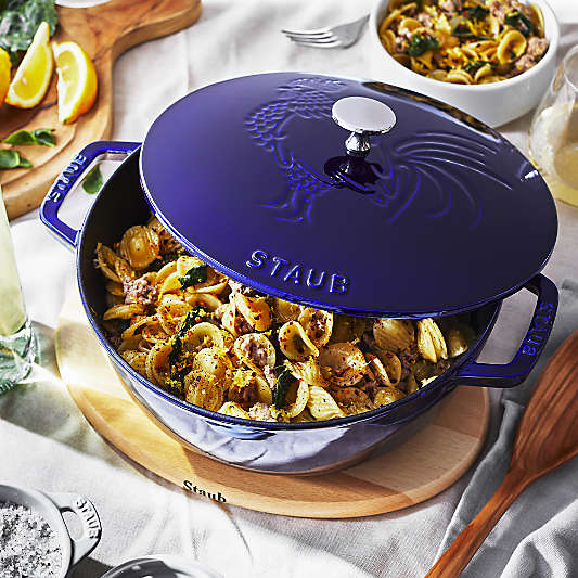 Staub Essential ® Dark Blue 3.75-Qt. Round French Oven with Rooster Lid