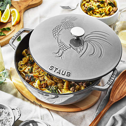 Staub Essential ® Graphite 3.75-Qt. Round French Oven with Rooster Lid