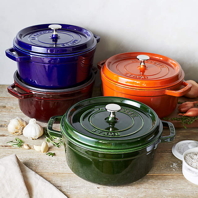 Staub Enameled Cast Iron Embossed Twist Dutch Oven, 4 1/4-Qt