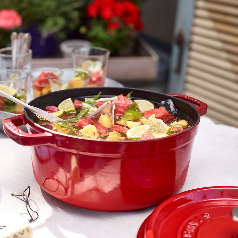 Staub 5.5-Qt Round Cherry Cocotte + Reviews | Crate & Barrel