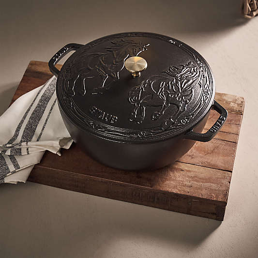 Staub ® Matte Black 5-Qt. French Oven with Horse Lid