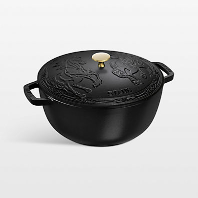View Staub ® Matte Black 5-Qt. French Oven with Horse Lid details