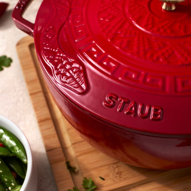 Staub ® 5-Qt. Cherry Cast Iron Essential French Oven with Snake Lid - image 2 of 7