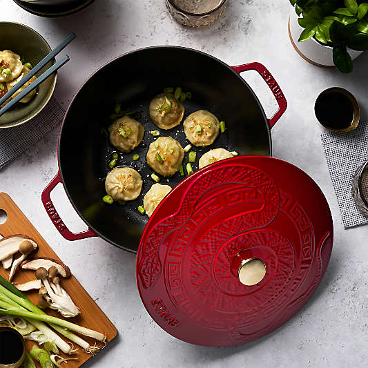 Staub ® 5-Qt. Cherry Cast Iron Essential French Oven with Snake Lid