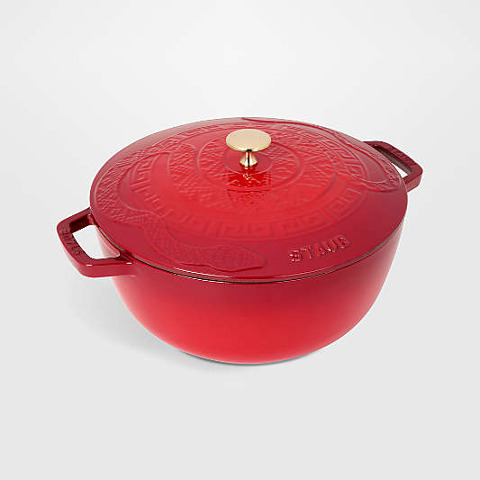 Staub ® 5-Qt. Cherry Cast Iron Essential French Oven with Snake Lid