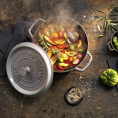 Staub 5.5 Quart Round Cocotte in Matte Black With Steamer Insert