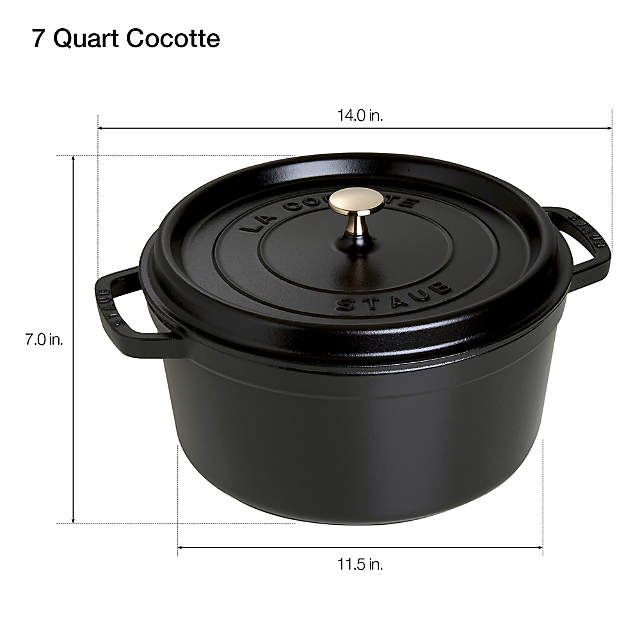 Staub Cast Iron 7 Quart Round Cocotte Black Matte