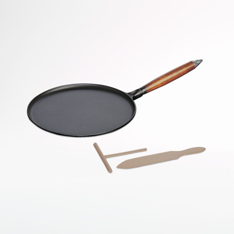 Staub 11 Cast Iron Crepe Pan with Spreader & Spatula | Matte Black