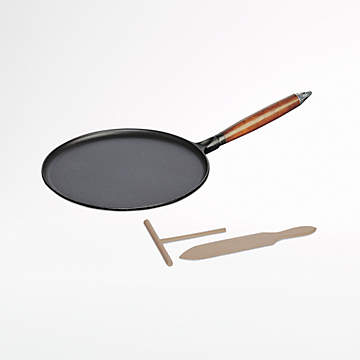  Le Creuset Enameled Cast Iron Crepe Pan with Rateau and  Spatula, 10.75, Cerise: Home & Kitchen