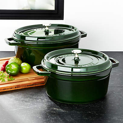 Staub Cast Iron Coq Au Vin Cocotte, Basil, 5.75 quart