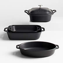 Staub Ceramics Matte Black 5-Piece Bakeware Set + Reviews | Crate & Barrel