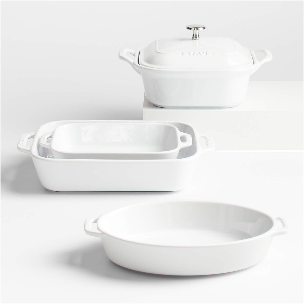 Staub Ceramics White 5-Piece Bakeware Set | Crate & Barrel
