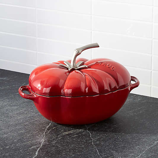 Staub Enamel Cast Iron Tomato Cocotte. 3-qt