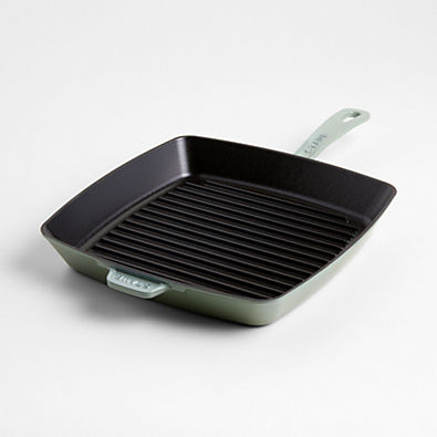 View Staub ® 12" Eucalyptus Enameled Cast Iron Square Grill Pan details