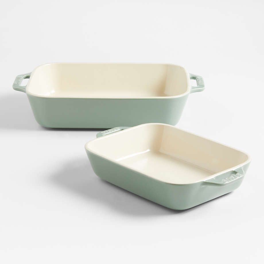 Staub 2-piece Eucalyptus Green Ceramic Baking Dish Set + Reviews 