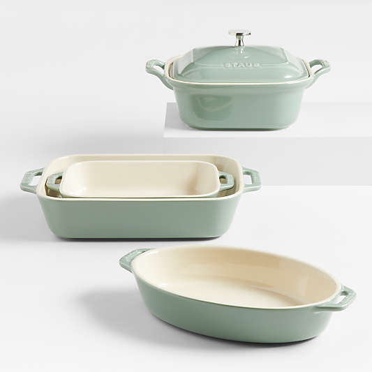 Staub ® 5-Piece Eucalyptus Green Ceramic Baking Dish Set