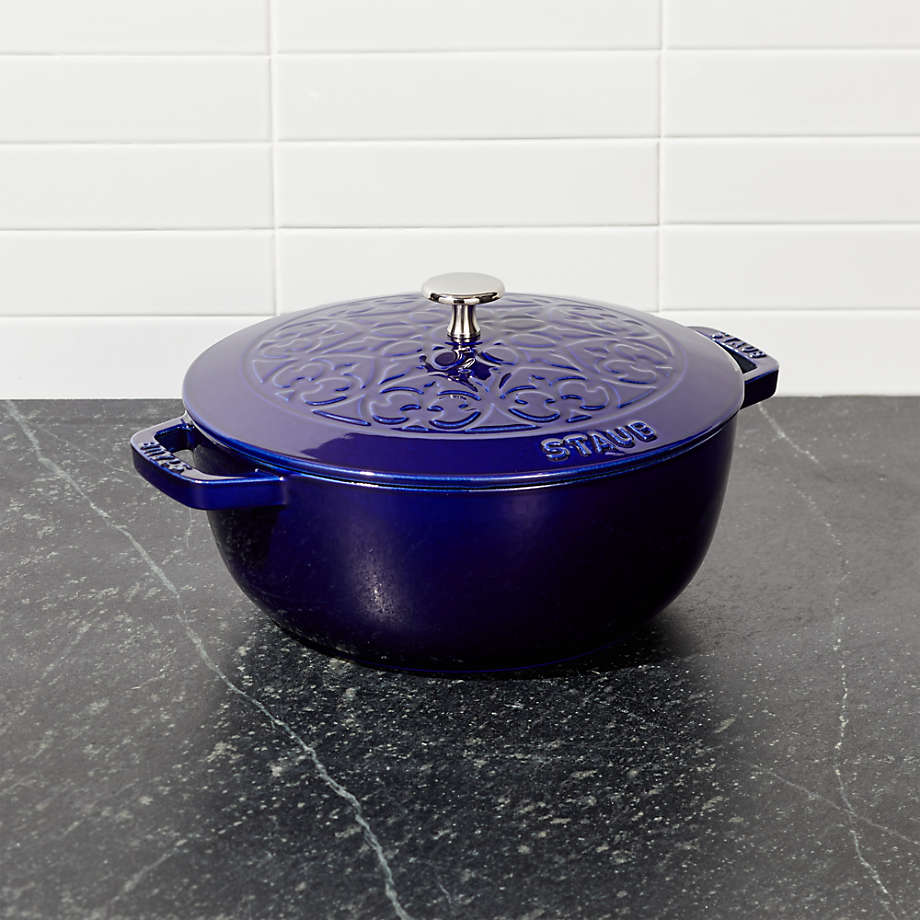 Staub Essential Dark Blue 3.75-Qt. Round French Oven with Lily Lid ...