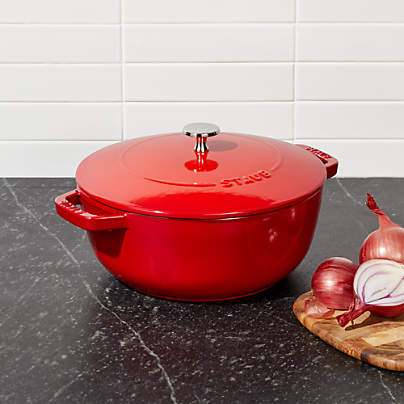 STAUB Cast Iron Dutch Oven 5.5-qt Round Cocotte, Made in France, Serves  5-6, Cherry