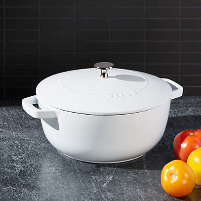  STAUB Cast Iron Dutch Oven 4-qt Round Cocotte with Glass Lid,  Made in France, Serves 3-4, White: Home & Kitchen