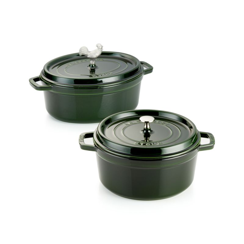 Staub 5.5-Qt Round Basil Green Cocotte + Reviews | Crate & Barrel