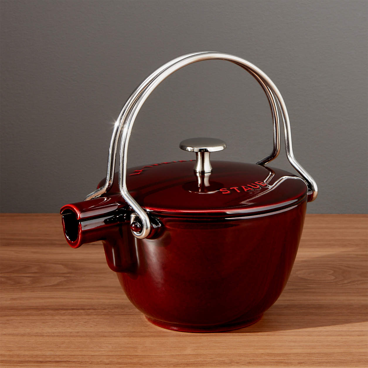 Staub Red Cast Iron Tea Kettle + Reviews Crate & Barrel
