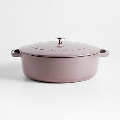 View Staub 6.25-Qt. Lilac Enameled Cast Iron Shallow Oval Dutch Oven details