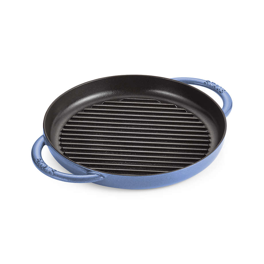 Staub Cast Iron - Grill Pans 10-inch, Round Double Handle Pure Grill, dark  blue