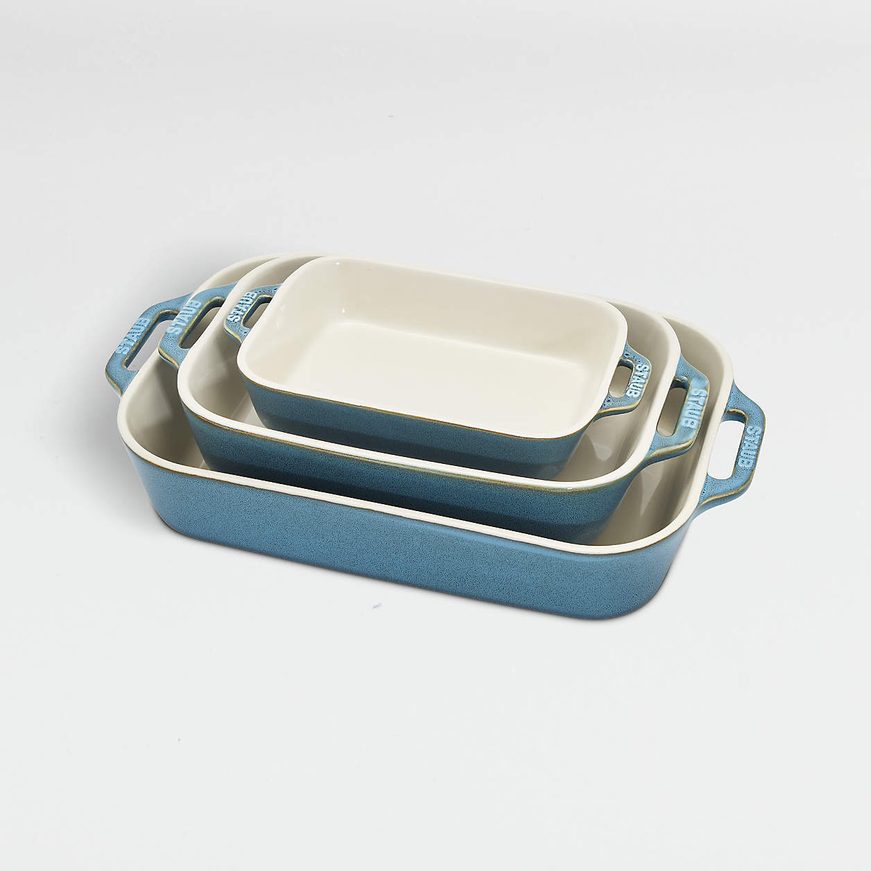 Staub ® Turquoise Rectangular Bakers, Set of 3