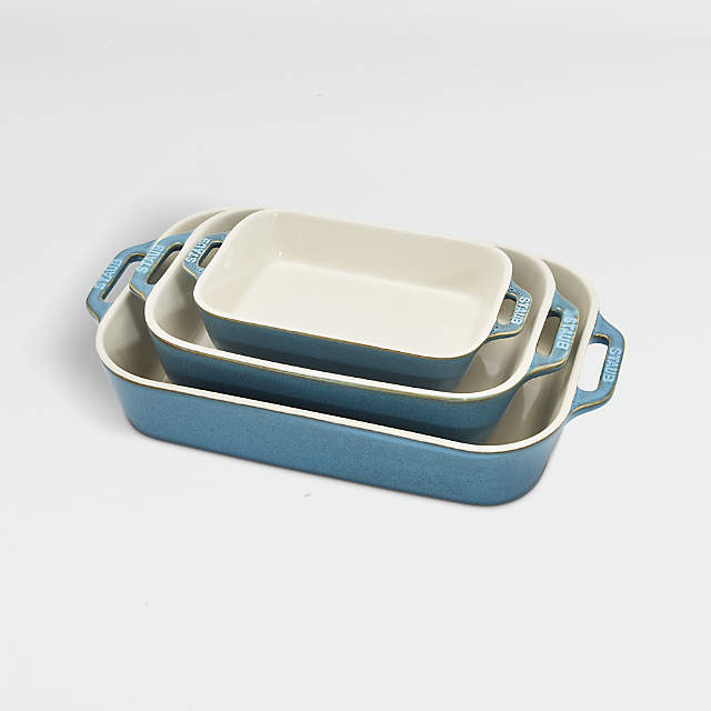 Staub Ceramics 3-Pc Rectangular Baking Dish Set - Rustic Turquoise