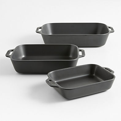 View Staub ® Black Rectangular Baking Dishes, Set of 3 details