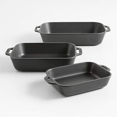 Staub Black Rectangular Baking Dishes, Set of 3 + Reviews | Crate & Barrel