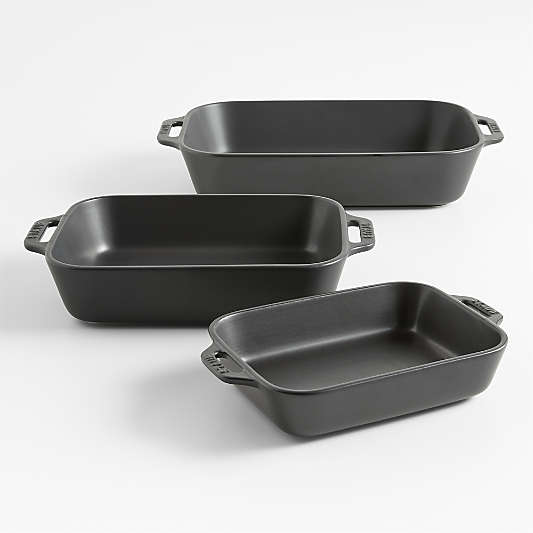 Staub ® Black Rectangular Baking Dishes, Set of 3