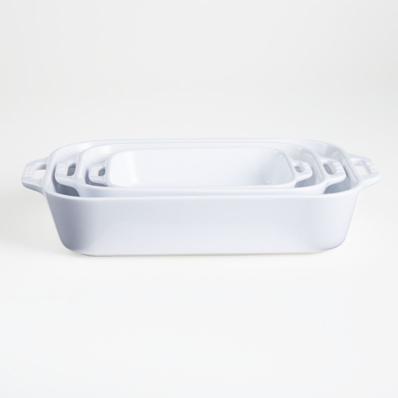 Staub White Rectangular Baking Dishes, Set of 3 + Reviews | Crate & Barrel