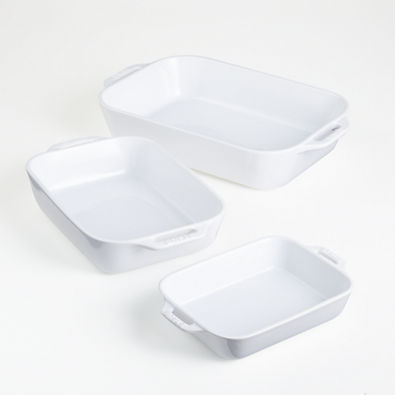 View Staub ® White Rectangular Baking Dishes, Set of 3 details