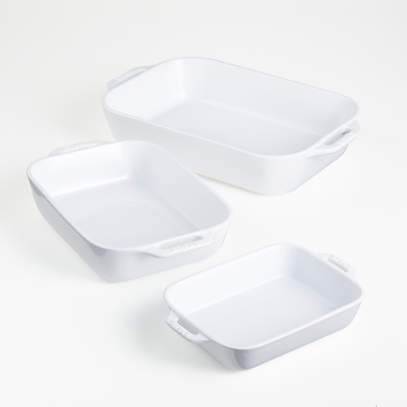 Staub Ceramic - Rectangular Baking Dishes/ Gratins 2-pc, rectangular,  Baking Dish Set, rustic red