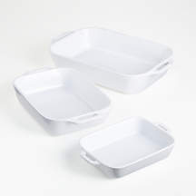 Staub White Rectangular Baking Dishes, Set of 3 + Reviews | Crate & Barrel