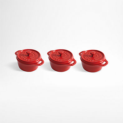 View Staub ® Cherry Round Mini Cocottes, Set of 3 details