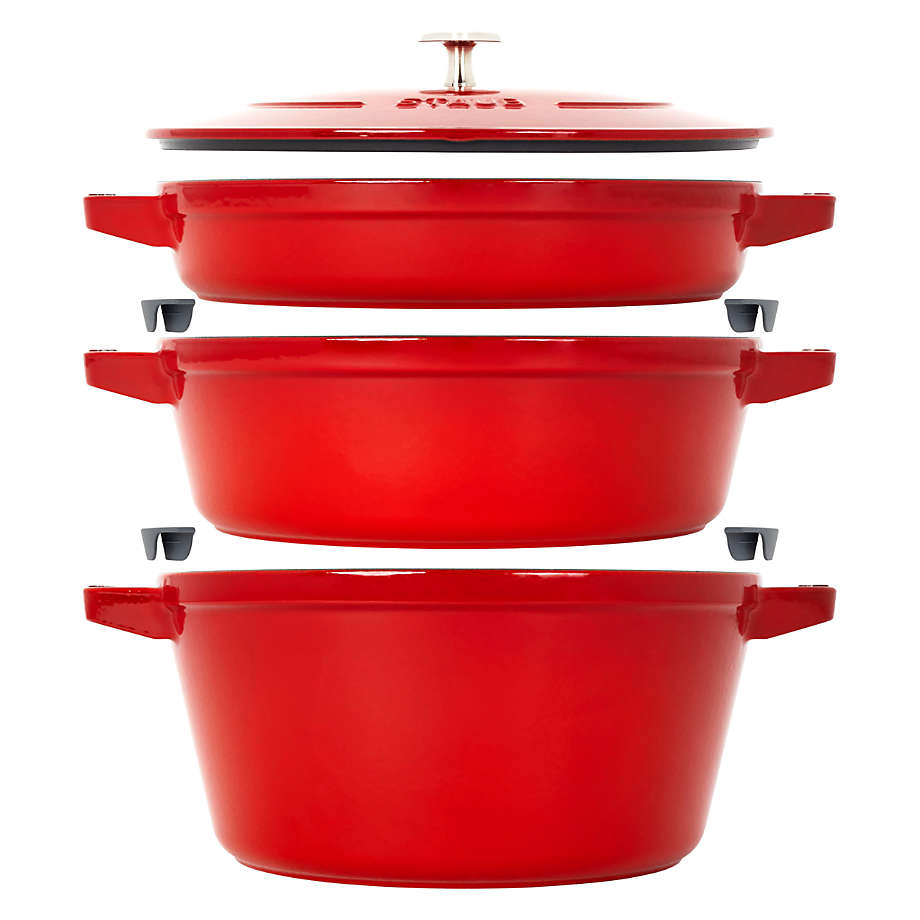 Staub Cherry Red 4-Piece Stackable Cookware Set + Reviews